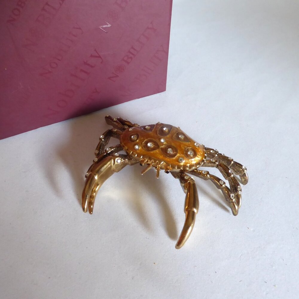 NOBILITY BRAND ENAMELED BEJEWELED CRAB OCEAN TRINKET BOX (NEW)